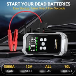YUSMAN 5000A Peak Car Jump Starter, 150PSI Air Compressor, Portable Flashlight, Power Bank for 12V Cars