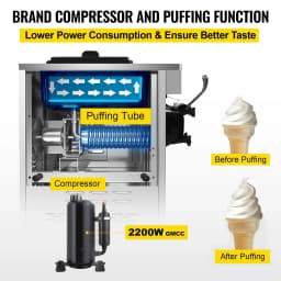 SIHAO Desktop single head ice cream machine 8116F 220V European plug fresh-keeping puffing shortage alarm suitable for catering