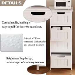 BRIEFNESS Bathroom Cabinet 4 Drawers Freestanding Storage Cabinet Bedside Cabinet 5-Drawer Cabinet Waterproof Easy to Assemble