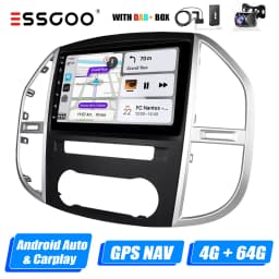 ESSGOO 10.1" Wireless Carplay Android 14 Car Radio For Benz Vito 3 W447 2014-2020 GPS SAT Navi WIFI RDS FM BT Multimedia Player