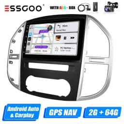 ESSGOO 10.1" Wireless Carplay Android 14 Car Radio For Benz Vito 3 W447 2014-2020 GPS SAT Navi WIFI RDS FM BT Multimedia Player