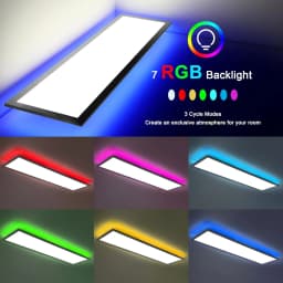 120x30 LED Ceiling Light RGB with Remote, 40W 4800LM Dimmable, Memory Function, 3000K-6500K for Living Room, Bedroom & Office