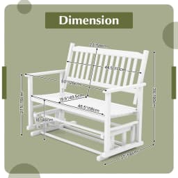 Patio Glider Loveseat Chair, 2-Person Porch Glider Swing Rocking Bench w/ Solid Wood Frame, Slatted Seat & Curved Backrest