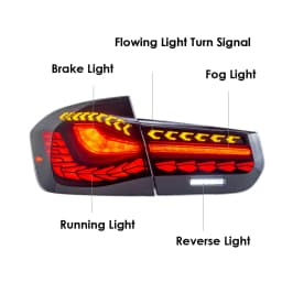2PCs LED Taillights for BMW 3 Series F30 F80 2013-2018 Sequential Turn Signal Start-up Animation Dynamic Turning Signals Flowing Water Flicker DRL Fog Reverse Brake Tail Lamps Left and Right Rear Lamps Plug and Play Car Tail Light Assembly