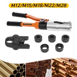 10T Hydraulic Crimping Tool 5 Interchangeable Dies M12/M15/M18/M22/M28 360° Rotatable Head for Copper Pipe Terminal Cable Wire Crimper