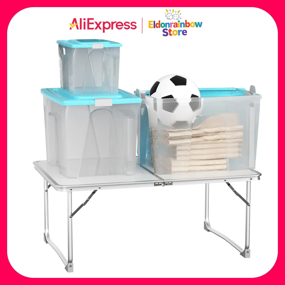 60cm Folding Table,Camping Table Portable Picnic Table for Party BBQ Outdoor Camping White