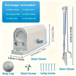 1pc Heavy Duty Automatic Door Closer, Safety Spring Stopper, Adjustable Quiet Close, Easy Installation, Light Duty, Uncharged, C