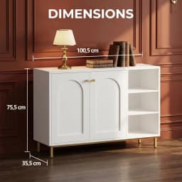 Bathroom Cabinet, Vanity Unit, Kitchen Cabinet with Open Compartment, Storage Shelf with 2 Doors, Adjustable Shelf