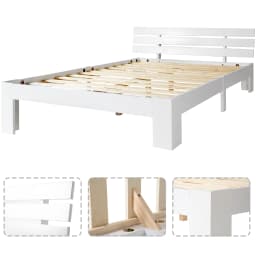 Double Bed Wooden Bed Solid Wood Bed With Slatted Rostation, Jawbed For Adults Children Teenagers