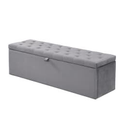 Samt, Polsterbank, Gepolsterte Sitzbank, Betthocker, Bank mit Stauraum, grau 138 x 41 x 42 cm