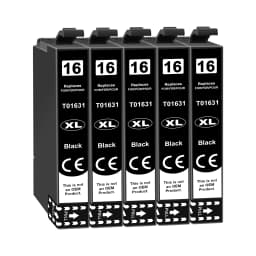 Jhaan 5X T1631 Multipack Compatible with 16 XL Black T1631 Printer Cartridges for Workforce WF-2760 WF-2630 WF-2510