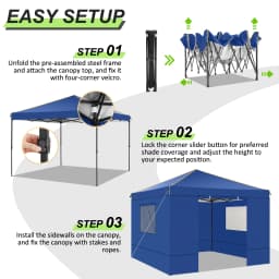 3x3m Folding Gazebo Outdoor Party Tent Waterproof Winterproof With 4 Sidewall Anti-UV PopUp Portable Garden Gazebo Hollow Canopy