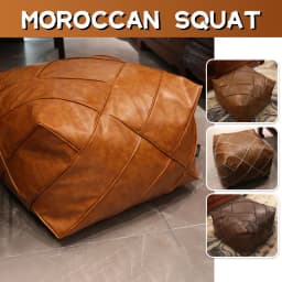 Upgraded Moroccan PU Leather Seat Pier Cushion Cover Floor Tatami Square Futon Lazy Sofa Stool Footstool Folk Decor Chair Cover
