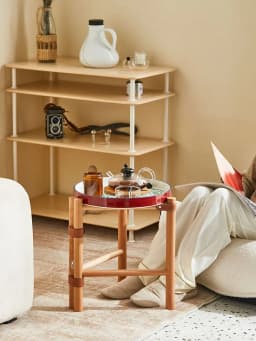 Home Coffee Table,Nordic Solid Wood Ceramic Tray,Detachable Storage Rack Fruit Bowl,Living Room Sofa,Side Corner Table,Furniture