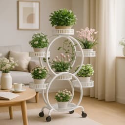 Floor Standing Mobile Plant Rack with Wheels Epipremnum Pot Stand Iron Multi-Layer Balcony Flower Shelf Storage Organizer