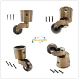 4pcs/set Retro Furniture Casters Antique Brass Swivel Wheels Zinc Alloy Reduce Noise Vintage Matte Brushed Surface 27mm Diameter
