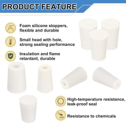 2PCS Silicone Stopper White Semi-transparent With 8mm Holes Tapered Reusable Lab Seal Stoppers Suitable for Test Tubes Flasks