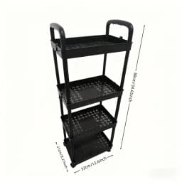 4-Tier Plastic Rolling Storage Cart - Portable Shelf Trolley with Wheels for Home Organization
