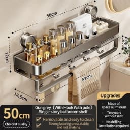 Suction Cup Bathroom Organizer Wall Mounted Toilet Wash Basin Shower Gel Storage Rack No Drilling Required Bathroom Shelf