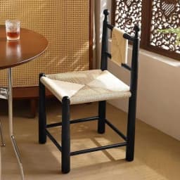 Solid Wood Rattan Dining Chair Retro Rattan Chair Home Simple Homestay Cafe Leisure Backrest Chair