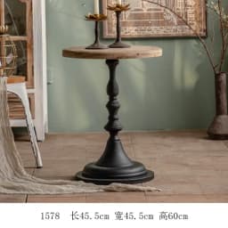 French Vintage Solid Wood Small coffee Table Living Room Corner Table Round side Table Balcony Coffee Tables