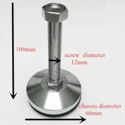 High Quality Furniture support leg M8 / M10 / M12 Adjustable Foot Cups with 40mm / 50mm Diameter rubber non-slip pad Hardware