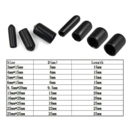 5-50pcs Rubber End Caps, Vinyl End Caps with Black and Red Screws, Bolts, Screws, Rubber Thread Protectors, Safety Covers