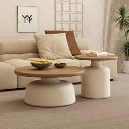 Wooden Round Coffee Table Minimalist Bedside Stand Creamy Nordic Living Room and Balcony Side Table for Small Spaces