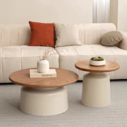 Wooden Round Coffee Table Minimalist Bedside Stand Creamy Nordic Living Room and Balcony Side Table for Small Spaces