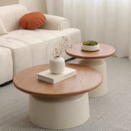 Wooden Round Coffee Table Minimalist Bedside Stand Creamy Nordic Living Room and Balcony Side Table for Small Spaces
