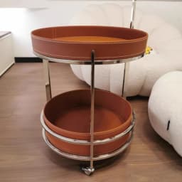 2025 New Light Luxury Sofa Side Table Movable Hotel Room Saddle Leather Trolley Home Bedroom Storage Bedside Small Coffee Table