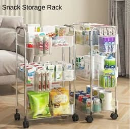 Mobile Storage Trolley 2/3/4 Tiers Acrylic Trolley With Wheel Multilayer Transparent Storage Rack Living Room Snack Storages