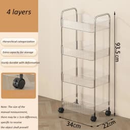 Mobile Storage Trolley 2/3/4 Tiers Acrylic Trolley With Wheel Multilayer Transparent Storage Rack Living Room Snack Storages