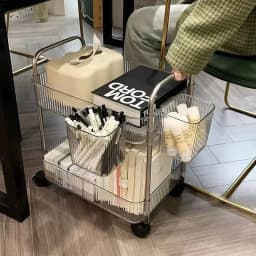 Mobile Storage Trolley 2/3/4 Tiers Acrylic Trolley With Wheel Multilayer Transparent Storage Rack Living Room Snack Storages