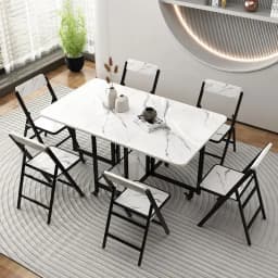 Folding Dining Table Set - Movable for Small Apartment Living Room