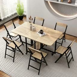Folding Dining Table Set - Movable for Small Apartment Living Room