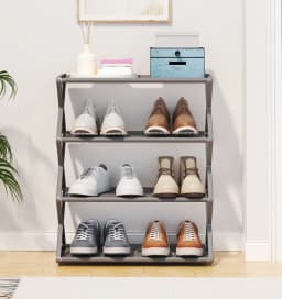 3-Tier Stackable Shoe Rack, Foldable X-Design Plastic Organizer for Entryway Bedroom Dorm, Easy Assembly Space Saving