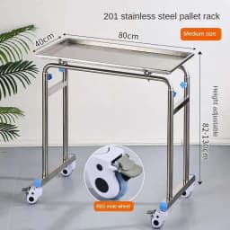 Thickened 304 Stainless Steel Auxiliary Cart with Wheels Multifunctional Medical Tray Rack Organizer Cart Medical Tool Trolley