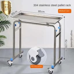 Thickened 304 Stainless Steel Auxiliary Cart with Wheels Multifunctional Medical Tray Rack Organizer Cart Medical Tool Trolley