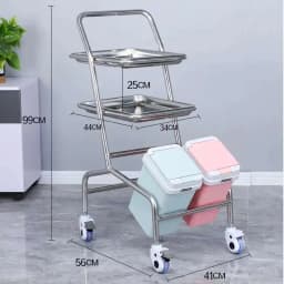 Thickened 304 Stainless Steel Auxiliary Cart with Wheels Multifunctional Medical Tray Rack Organizer Cart Medical Tool Trolley