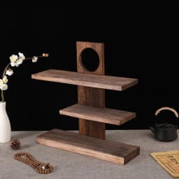 3-4 Layers Chinese Style Storage Holders Solid Wood Retro Design Wooden Tea Set Rack Tea Set Multi-Layer Tea Cup Display Shelf