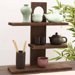 3-4 Layers Chinese Style Storage Holders Solid Wood Retro Design Wooden Tea Set Rack Tea Set Multi-Layer Tea Cup Display Shelf