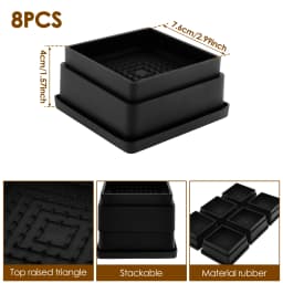 4/6/8Pcs Heavy Duty Rubber Sofa Cabinet Feet Leg Bed Risers Stand Round Furniture Risers Anti Slip Frame Riser Raising Blocks