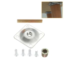 Square Furniture Leg Mounted Plate Iron Table Foot Attachment with M8 Female Adapter & Hanger Bolt & Screws Sofa Chair Repairing