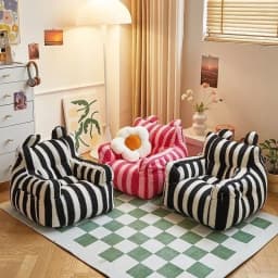 K-Star Dopamine Children's Sofa Plush Mini Lazy Small Sofa Cute Striped Cartoon Seat Bean Bag Baby Sofa Simple Modern Matte Home