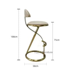 Designer Light Luxury Bar Chairs Italian High Stool Home Stainless Steel Cafe Kitchen Backrest Bar Chair Creative Bar Furniture