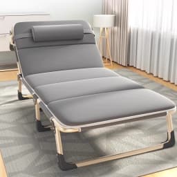 Portable Noiseless Recliner,Foldable Camp Cot, Adjustable Military Bedframe, Office Nap Daybed Essential
