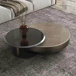 Designer Stainless Steel Coffee Tables European Luxury Round Tea Table Living Room Furniture Italian Tempered Glass Side Table
