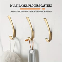 Heavy-Duty Metal Coat Hooks - 1pc, Golden or Matte Black Finish, Wall Mounted for Bedroom & Bathroom Storage