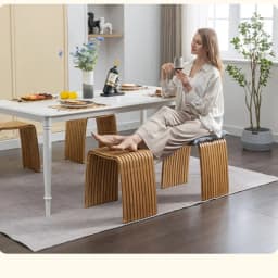 Simple Bamboo Living Room Dining Stool Furniture Modern Home Casual Shoe Changing Stool Strong and Durable Dressing Chair